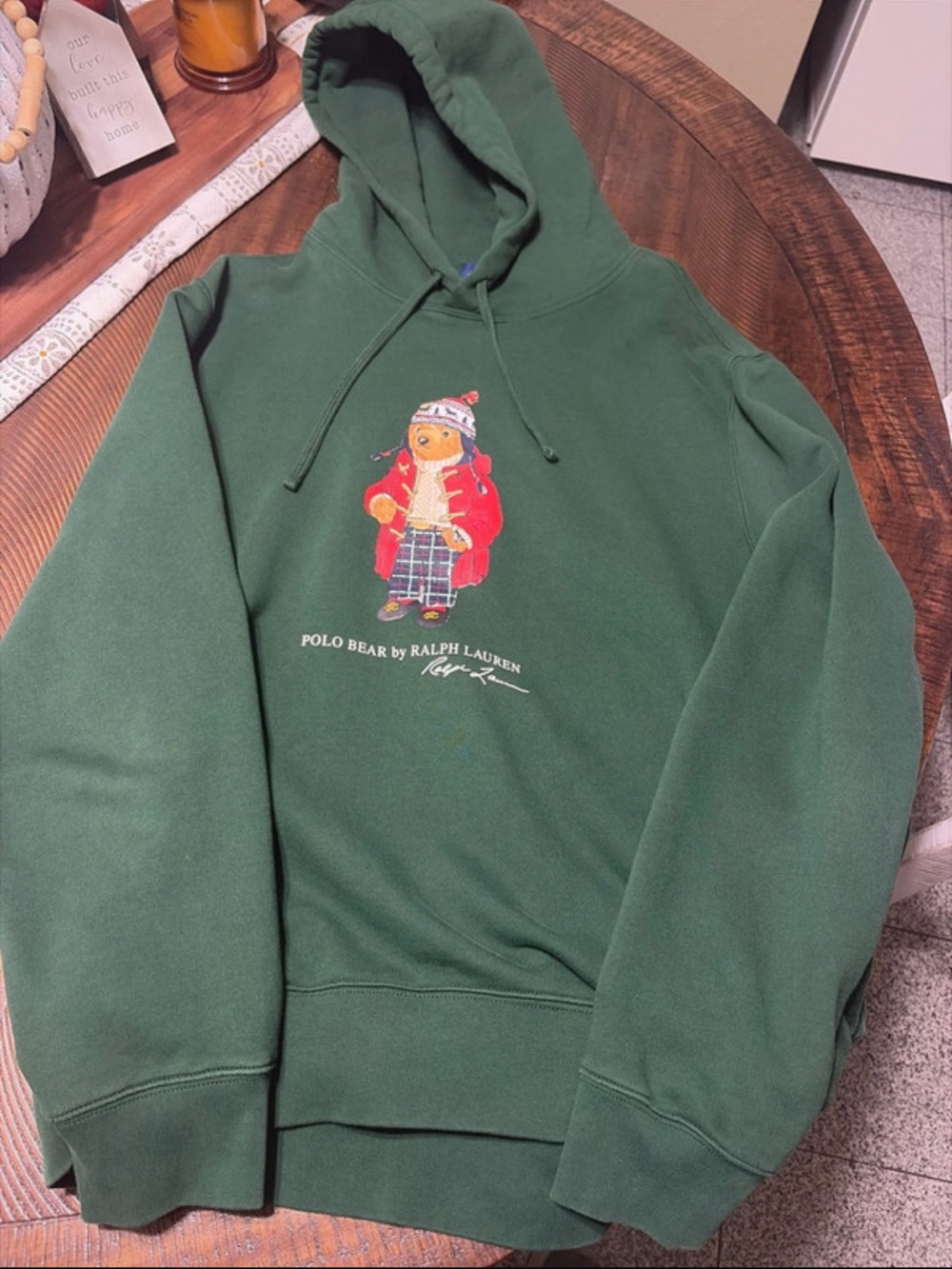 Ralph Lauren Green Hoodie with Polo Bear Graphic